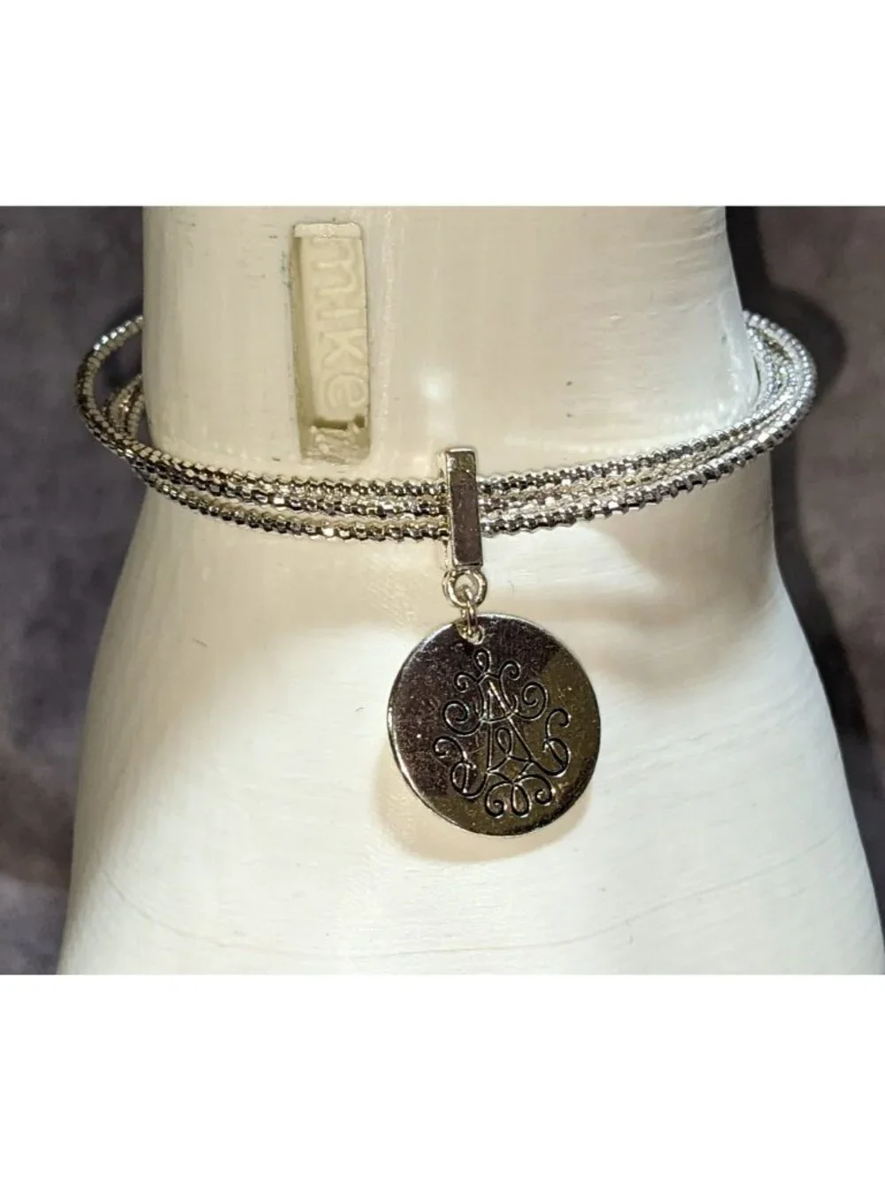 Boho Vintage Avon Lita Scroll Cuff Bracelet Silver Tone Multi Strand Charm Brace
